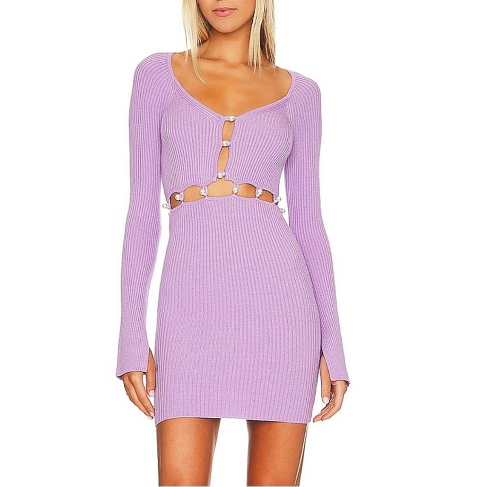 Nwt Majorelle Nachla Mini Dress in Lavender purple with pearls sweater dress
